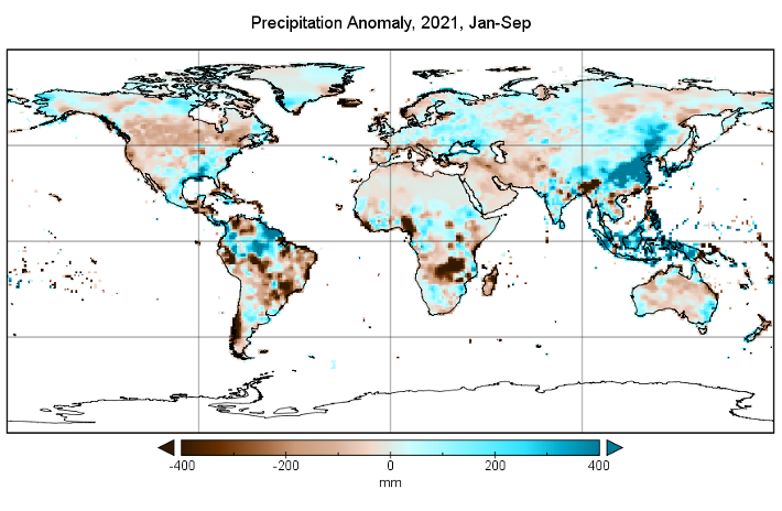 Total precipitation anomaly in Jan-Sep 2021 
