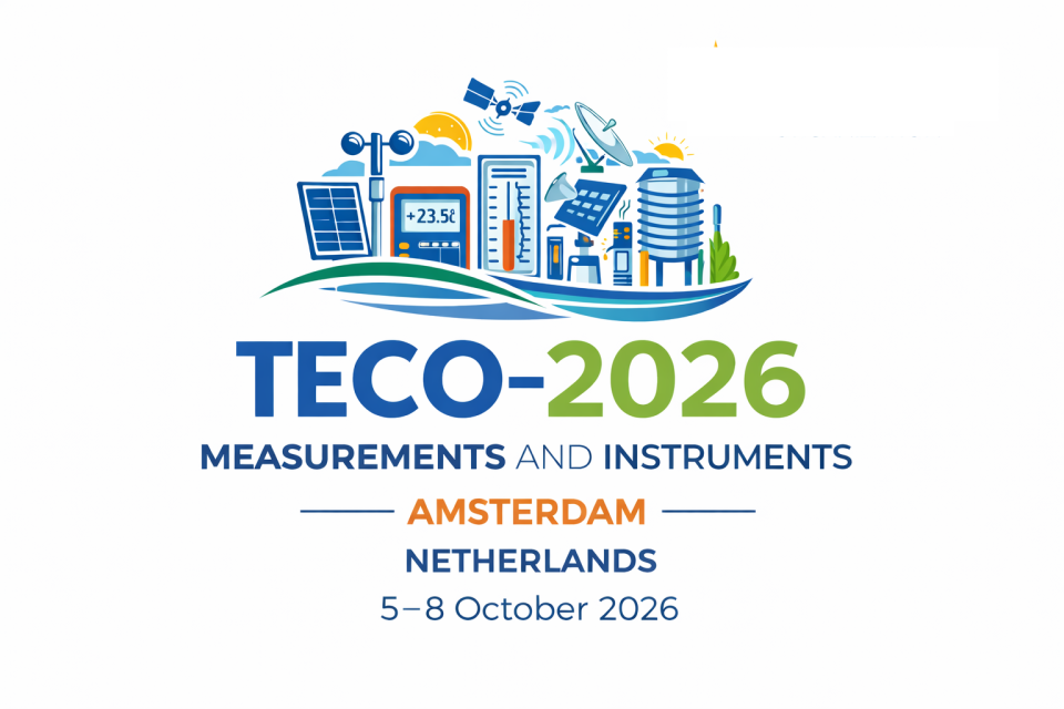 TECO-2026 event logo featuring measurement instruments; event in Amsterdam, Netherlands, from 5 to 8 October 2026.